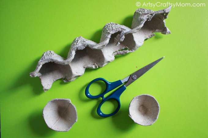 This Egg Carton Mushroom Craft for Kids is super easy to make and will remind you of the Smurfs' cute houses! With an egg carton & paints, you're all set!