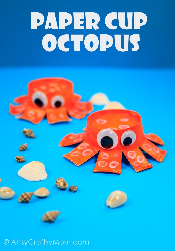 Here’s a super cute ocean animal craft for kids– paper cup octopus craft! Not only is it fun to make, but it also provides fine motor practice for little ones.