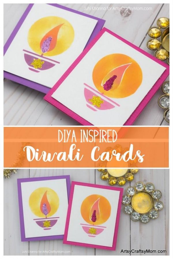Recreate your Childhood Diwali Memories with these colorful Diya Inspired Diwali Cards that kids can Make at Home