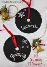 DIY Chalkboard Paint CD Ornaments for Christmas