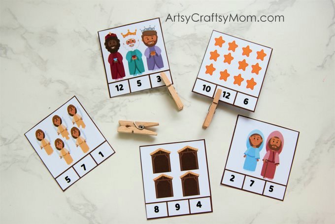 Nativity Math Learning - counting cards printable for PreK