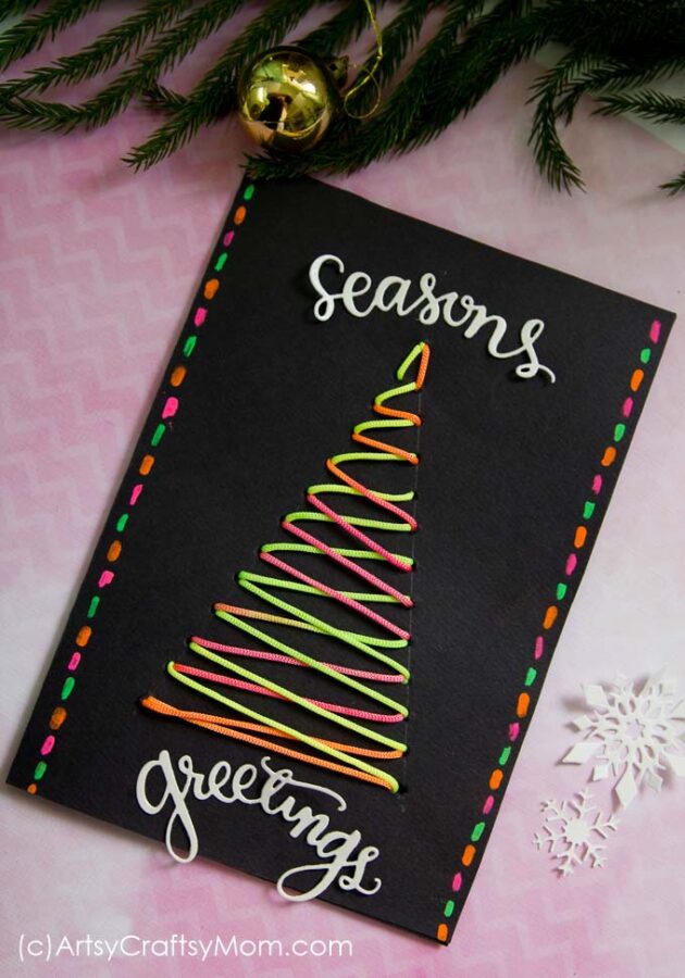 You've decorated trees before, but how about decorating a card with a Christmas tree? Yes, that's what we're doing in our Easy Christmas tree lacing cards ! 