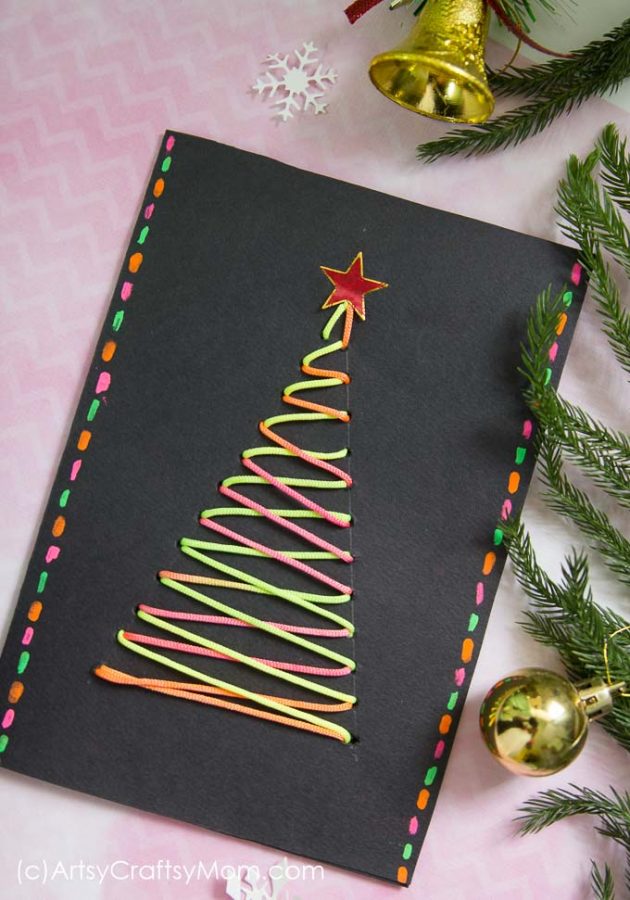 You've decorated trees before, but how about decorating a card with a Christmas tree? Yes, that's what we're doing in our Easy Christmas Tree Lacing Cards !