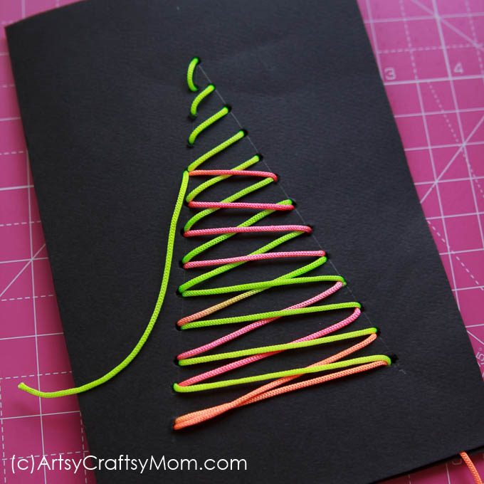Christmas tree lacing cards