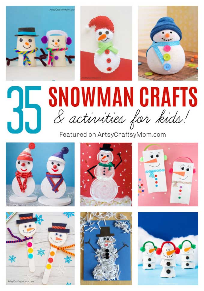 35 Snowman Crafts for Kids Pin 1