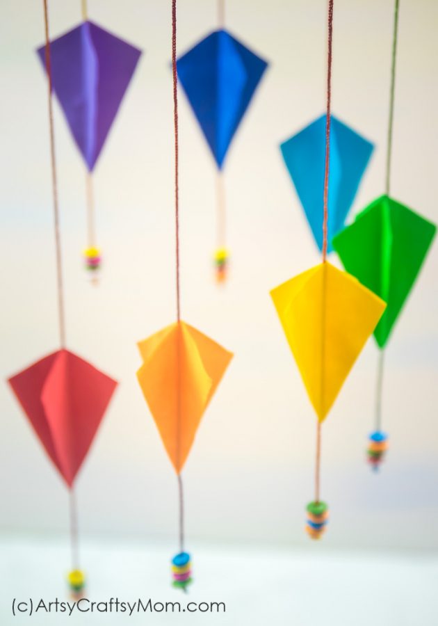 Check out this awesome DIY Paper Kite Mobile  - a Sankranti Kite Craft for Kids. make a 3D paper kite-themed mobile in 5 easy steps