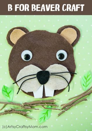 Make an adorable B for Beaver CD Craft with Printable Template suitable for forest animals, mammals, letter B theme, Canada Day theme or just for fun.