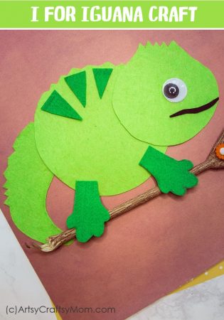 Make this adorable I for Iguana Craft using our Printable Template that's perfect for learning about herbivores, lizards, the reptile family, tropical forest, or Letter I