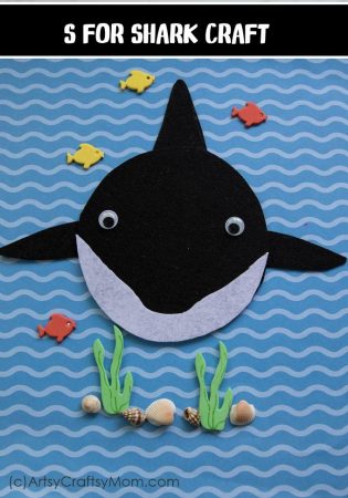 Make this adorable S for Shark Craft using our Printable Template that's perfect for shark week, Sea Creatures, Ocean Study or while studying the letter S.