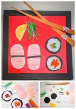 Pretend Play Food Collage – Paper Sushi Craft for Kids