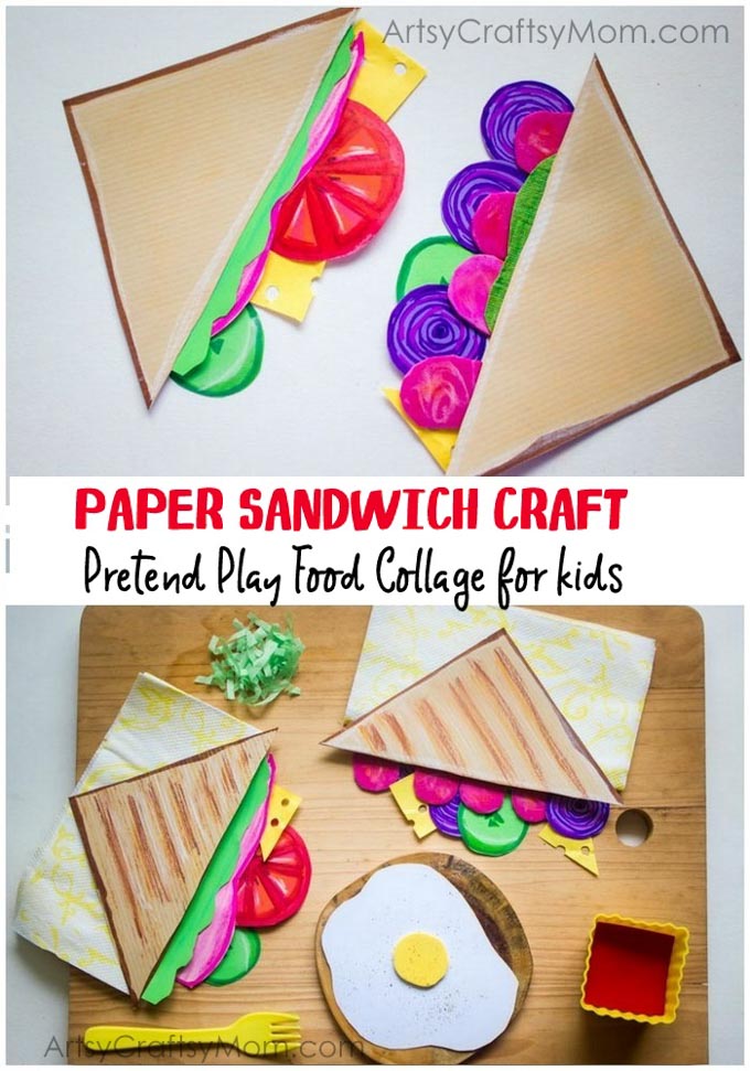Pretend Play Food Collage - Paper Sandwich Craft for Kids