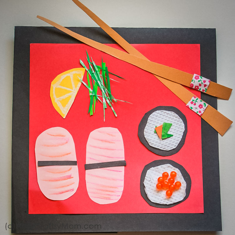 Pretend Play Food Collage - Paper Sushi Craft for Kids