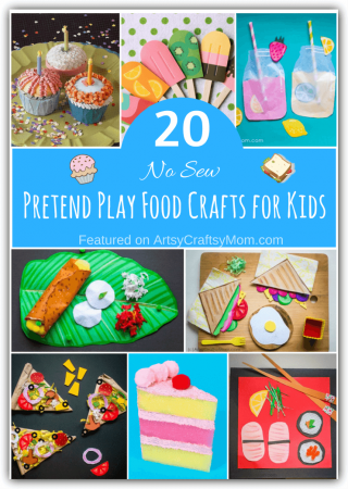 If you want to set up your pretend play food station without spending a bomb or using plastic, try these - easy, no sew pretend play food crafts for kids!