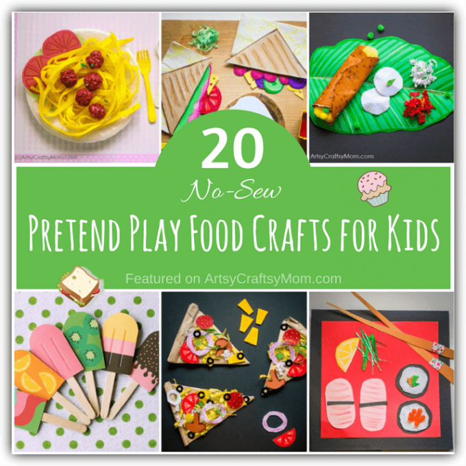 If you want to set up your pretend play food station without spending a bomb or using plastic, try these - easy, no sew pretend play food crafts for kids!