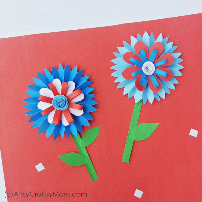 Celebrate the American spirit in classic American colors with this 4th of July Paper Flower Craft for kids, perfect for Independence Day!