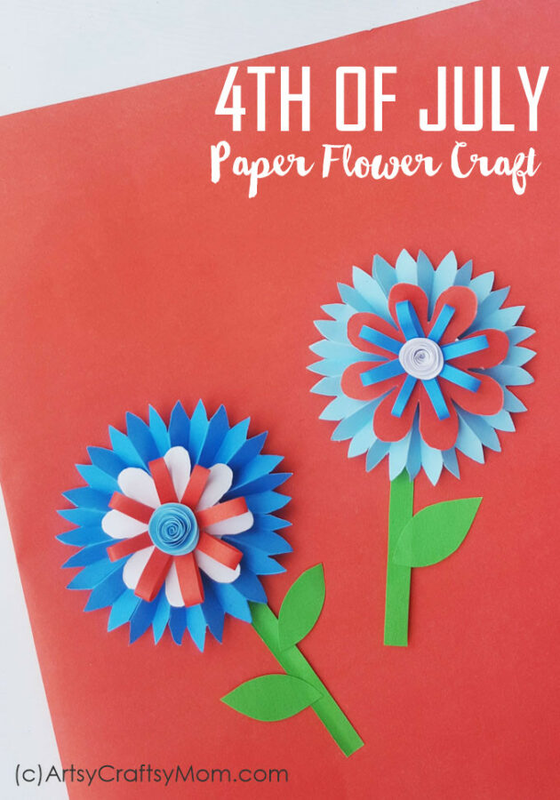 Celebrate the American spirit in classic American colors with this 4th of July Paper Flower Craft for kids, perfect for Independence Day!