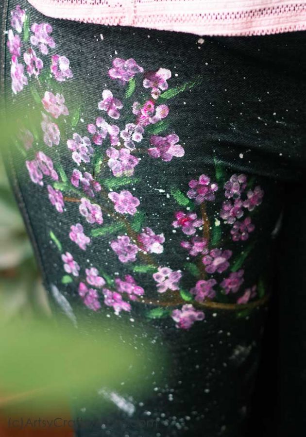 DIY Cherry Blossom Art on Jeans pin 2