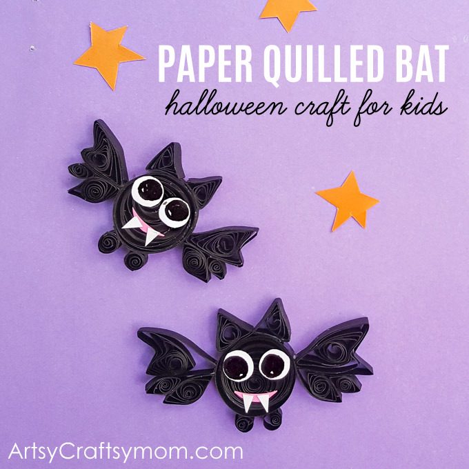 DIY Paper Quilled Bat Halloween craft for kids is just perfect for a fun evening and a unique way to discuss the folklore and history of Halloween.