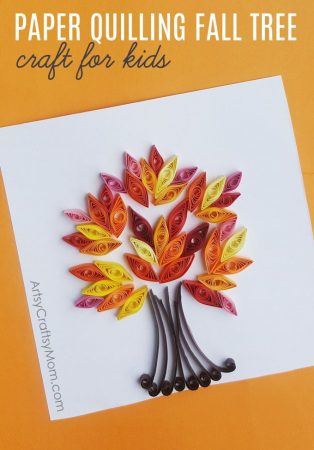 Make an Easy Paper Quilling Fall Tree Craft using 5mm quilling paper or strips of Construction Paper  ~ Autumn Crafts for Kids