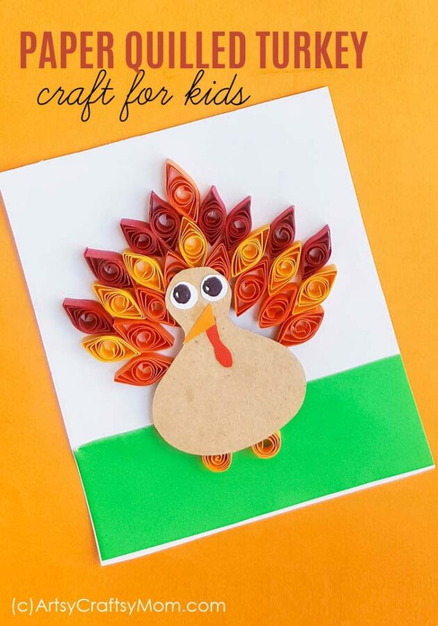 DIY Paper Quilled Turkey Craft is one of the cutest Thanksgiving Craft projects. Perfect as an Autumn / Fall Card or Thanksgiving dinner