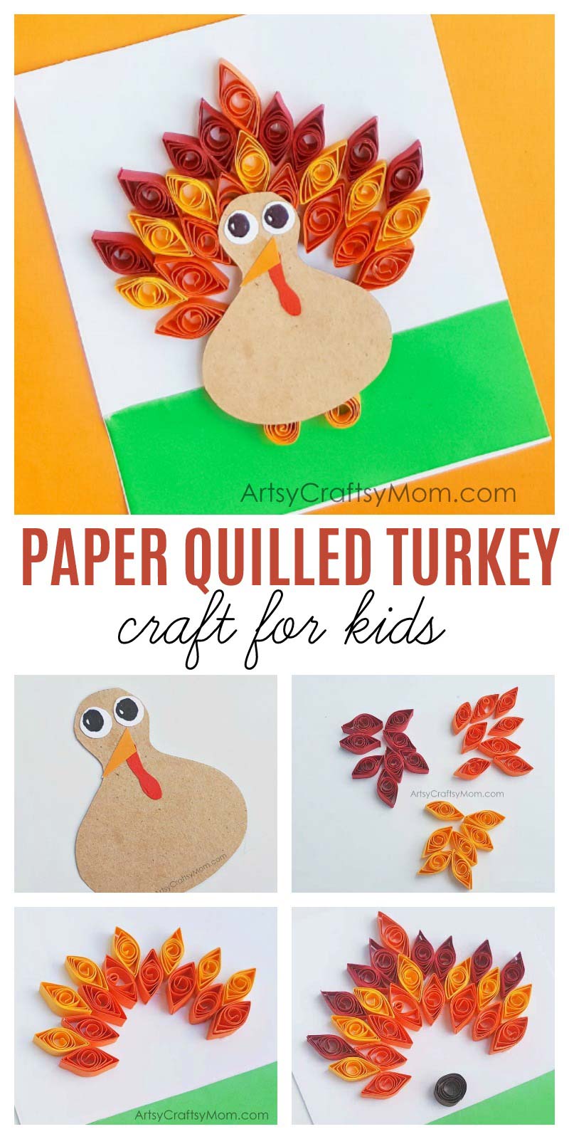 DIY Paper Quilled Turkey Craft is one of the cutest Thanksgiving Craft projects. Perfect as an Autumn / Fall Card or Thanksgiving dinner