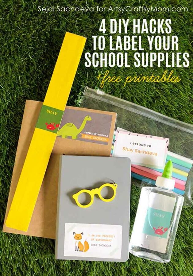 4 DIY Hacks to Label Your School Supplies + Free Printable. Back to School Ideas to help you organize and to add your child's name to all of their supplies