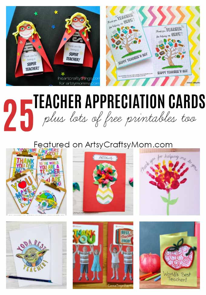 Printable Teacher Appreciation Card - 25 Awesome Teachers Appreciation Cards with Free Printables! - Print & personalize thank-you cards that kids can make and Teachers will love!