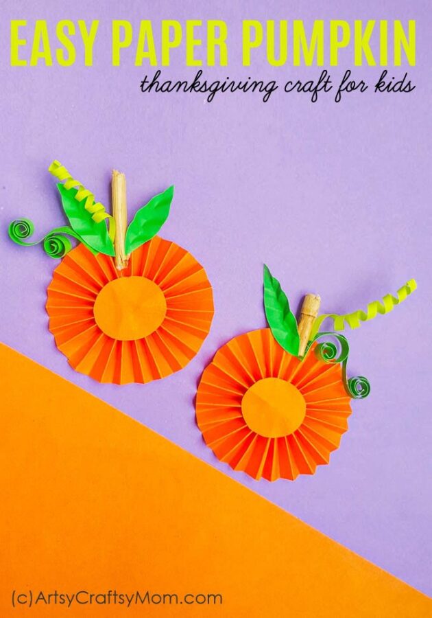 This Easy Paper Pumpkin Thanksgiving craft is bound to be a hit with kids. The step-by-step tutorial makes it an enjoyable group activity. Use it as a decor piece or for personalized cards!