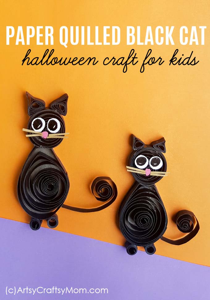 The paper quilling black cat craft brings together elements of fun and spookiness in equal parts. A Halloween card kids would love to create.