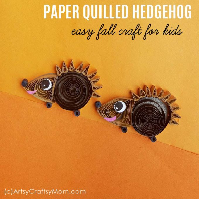There's no fear of pricking your fingers with this Paper Quilling Hedgehog Craft!! Easy fall craft for kids, or to learn about woodland animals.