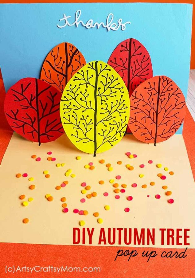Bring alive the colors of fall in this super simple DIY Autumn Tree Pop Up Card that even young kids can make, with a little help from Mom and Dad!