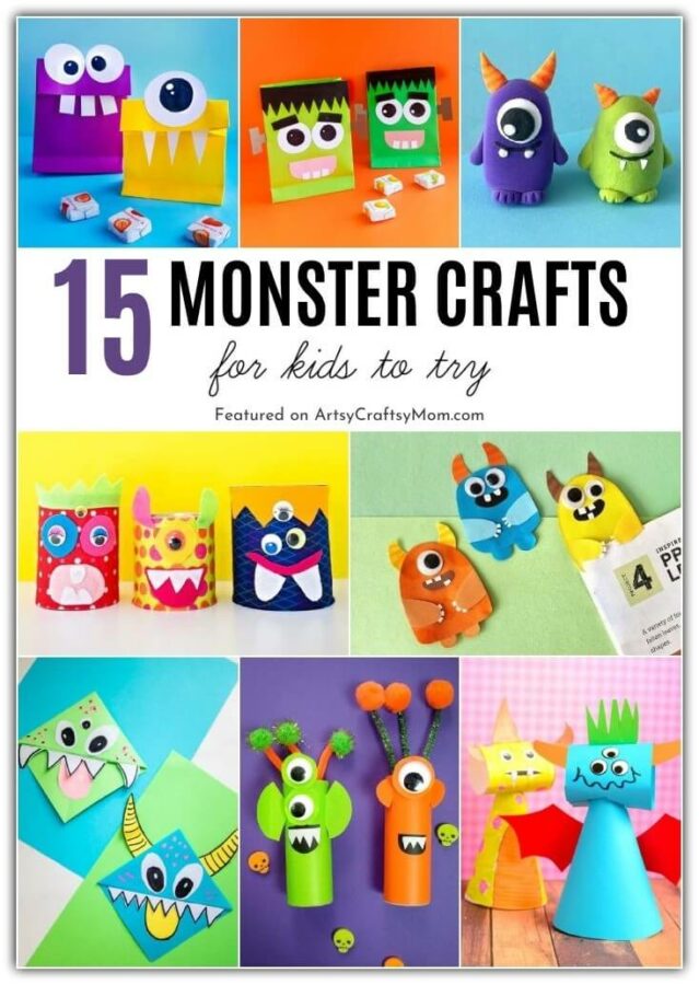Monsters can be big or small, tiny or tall - but they can certainly be colorful & fun! Here are some easy & fun monster crafts for kids to make for Halloween!