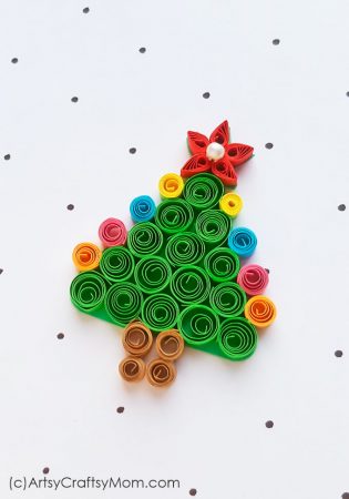 Make this cute little DIY Paper Quilling Christmas Tree Ornament to add some color & charm to your big tree! Also looks great on a handmade Christmas card!
