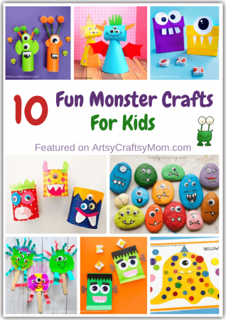 Monsters can be big or small, tiny or tall - but they can certainly be colorful & fun! Here are 10 easy & fun monster crafts for kids to make for Halloween!
