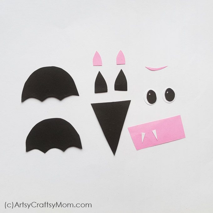 Shape Bats Halloween Paper Craft for kids 2