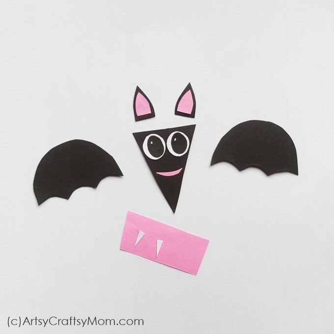 Shape Bats Halloween Paper Craft for kids 3