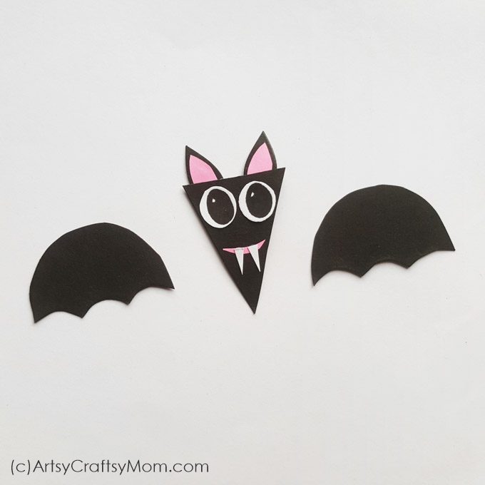 Shape Bats Halloween Paper Craft for kids 4