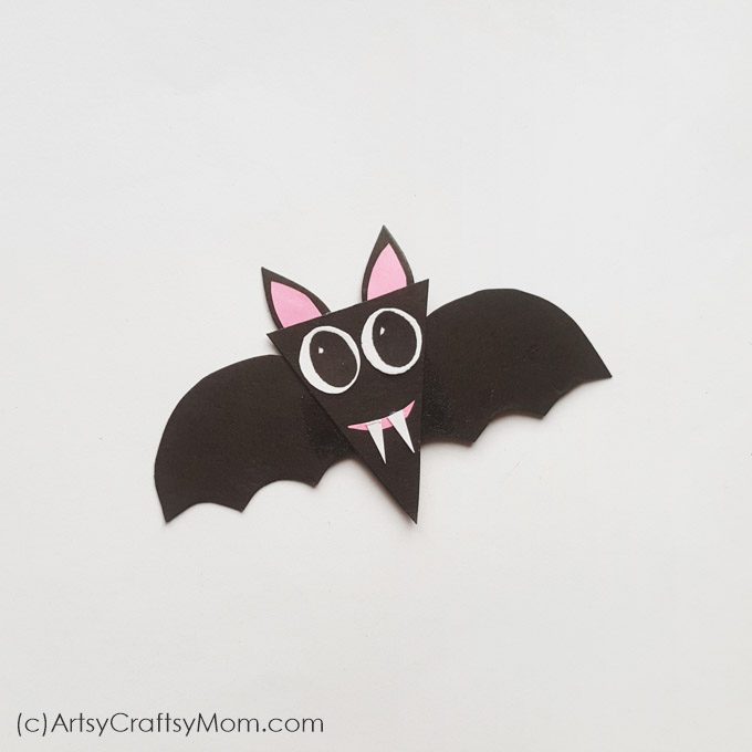 Shape Bats Halloween Paper Craft for kids 5