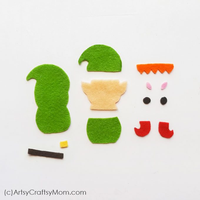 Elves don't have to be on the shelf, they can be on the tree too! Check out our Felt Elf Christmas ornament that's super cute and super easy to make!