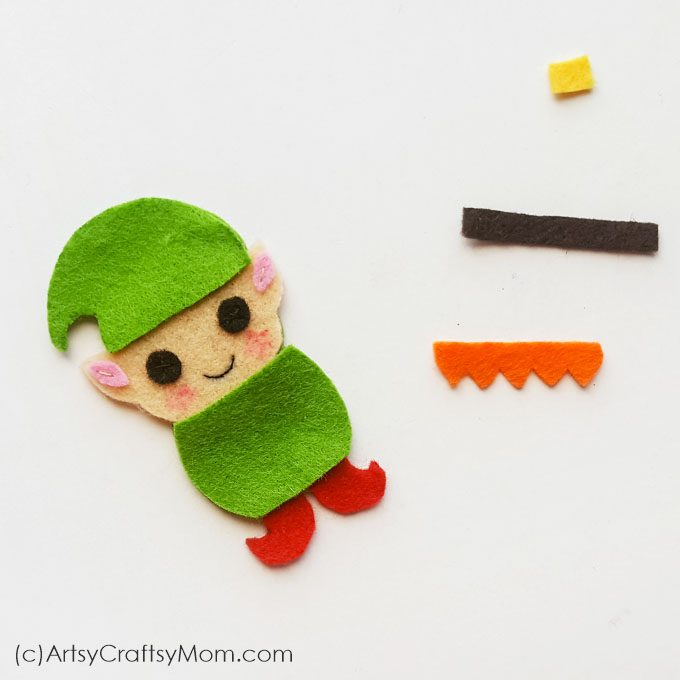 Elves don't have to be on the shelf, they can be on the tree too! Check out our Felt Elf Christmas ornament that's super cute and super easy to make!