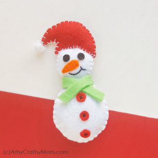 Felt Snowman Christmas Ornament + Free Template