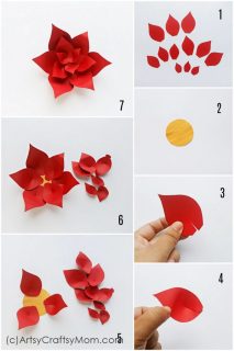 Paper Poinsettia Wreath Craft | Christmas Craft for Kids