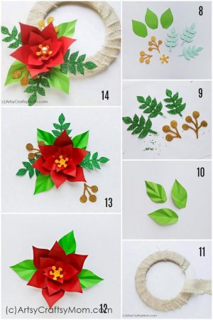 Paper Poinsettia Wreath Craft | Christmas Craft for Kids