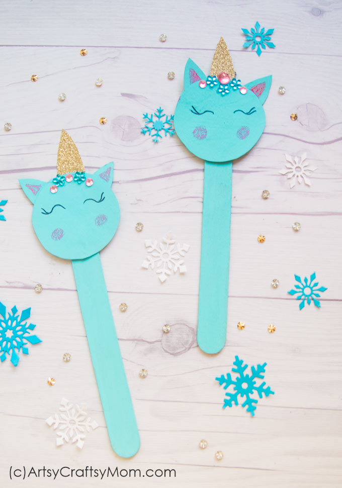 Our Popsicle Stick Unicorn Craft is the perfect way to make your holidays even more magical! With a glittery horn & rhinestones, this is one pretty unicorn!