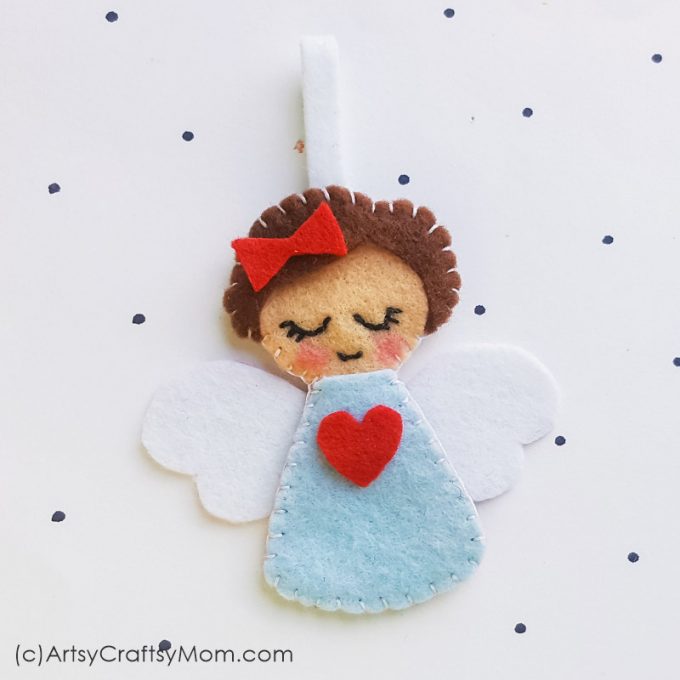 Add a heavenly touch to your Christmas decorations with this cute little Felt Angel Christmas Ornament. Make them in different colors to gift or keep!