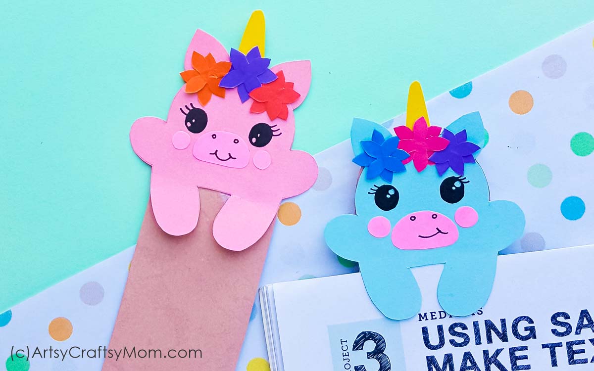 DIY Printable Baby Unicorn Bookmarks with Free Template