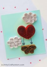 Quilled Paper Valentine Heart Balloon Card