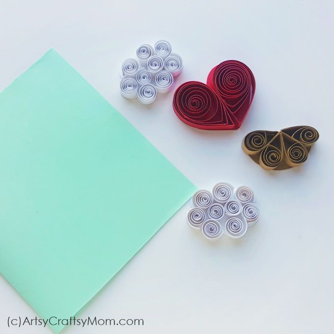 Love is literally in the air with this cute Quilled Paper Valentine Heart Balloon Card! With clouds & a heart shaped balloon, this is great for a classroom.