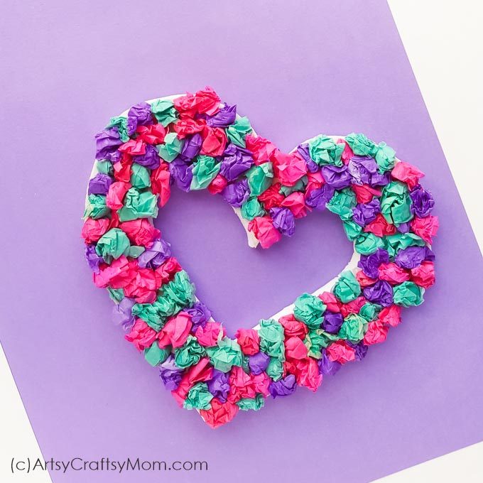 Make this beautiful Crepe Paper Heart Wreath that's perfect for Valentine's Day!! Use it as Valentine decor or as a cute little gift to give your Valentine!