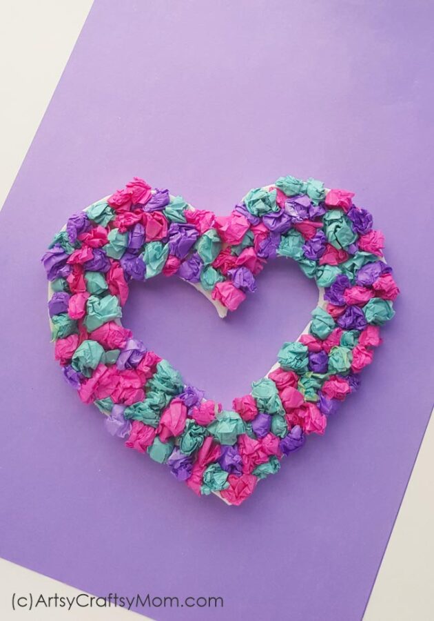 Make this beautiful Crepe Paper Heart Wreath that's perfect for Valentine's Day!! Use it as Valentine decor or as a cute little gift to give your Valentine!